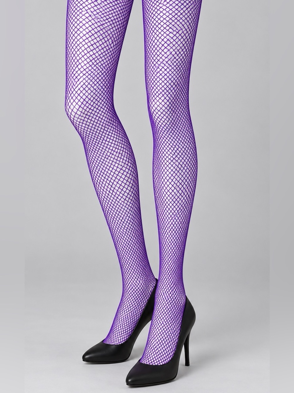 Sophia Purple Fishnet Fashion Pantyhose One Size New Sealed P1660
